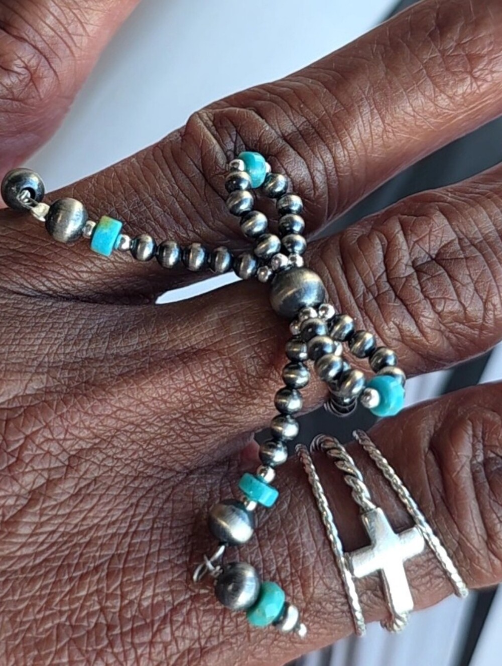 🆕️Turquoise Bead Bow Ring in Sterling Silver w/ Real Turquoise